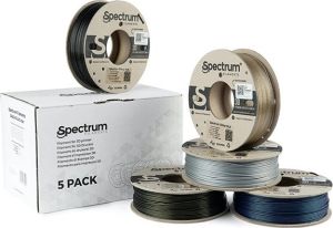 Obrázok pre výrobcu Spectrum 3D filament, PLA Glitter, 1,75mm, 5x250g, 80753, mix Aurora Gold, Volcano Grey, Silver Metallic, Clear Gold, Stardust Blu