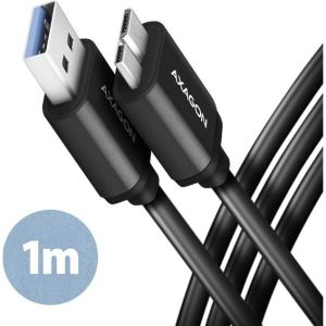 Obrázok pre výrobcu AXAGON BUMM3-AM10AB, SPEED kabel Micro-B USB <-> USB-A, 1m, USB 3.2 GEN 1, 3A, ALU, tpe, černý