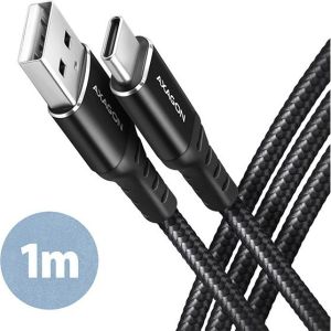 Obrázok pre výrobcu AXAGON BUCM-AM10AB, HQ kabel USB-C <-> USB-A, 1m, USB 2.0, 3A, ALU, oplet, černý