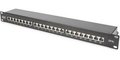 Obrázok pre výrobcu DIGITUS CAT 6A Patch Panel, stíněný, 1U, 24 portů, 8P8C, černy RAL 9005, 483 mm (19 ") / 482,6x44x109