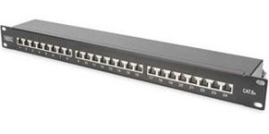 Obrázok pre výrobcu DIGITUS CAT 6A Patch Panel, stíněný, 1U, 24 portů, 8P8C, černy RAL 9005, 483 mm (19 ") / 482,6x44x109