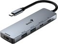 Obrázok pre výrobcu Genius USB (3.0) hub 5-port, UH-500, šedý, 2x USB 3.0,1x HDMI,2x USB-C,Power Delivery 100W