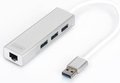 Obrázok pre výrobcu HUB 3-port USB 3.0 SuperSpeed with Gigabit LAN adapter, aluminium