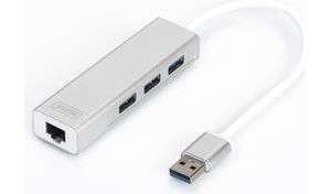 Obrázok pre výrobcu HUB 3-port USB 3.0 SuperSpeed with Gigabit LAN adapter, aluminium