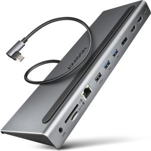 Obrázok pre výrobcu AXAGON HMC-4KX3 USB 5Gbps hub, 3x USB-A, 2x HDMI, DP, RJ-45, SD/microSD, audio, PD 100W, kabel 40cm