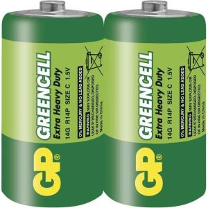 Obrázok pre výrobcu GP zinko-chloridová baterie 1,5V C (R14) Greencell 2ks fólie