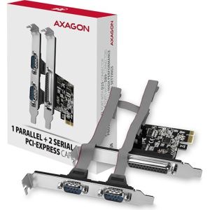 Obrázok pre výrobcu AXAGON PCEA-PSN, PCIe řadič - 1x paralelní (LPT) + 2x sériový port (RS232) 250 kbps, vč. LP