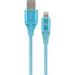 Obrázok pre výrobcu Gembird Premium cotton braided 8-pin charging and data cable, 1m, turquoise/white