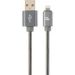 Obrázok pre výrobcu Gembird Premium spiral metal 8-pin charging and data cable, 2m, metallic-grey