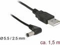 Obrázok pre výrobcu Delock USB Power Cable to DC 5.5 x 2.5 mm male 90° 1.5 m