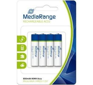 Obrázok pre výrobcu Batérie nabíjateľné Mediarange 800 mAh NiMH HR03 (AAA) 4ks Blister
