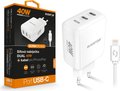 Obrázok pre výrobcu Chytrá síťová nabíječka ALIGATOR Power Delivery 40W, 2xUSB-C, USB-C kabel pro iPhone/iPad, bílá