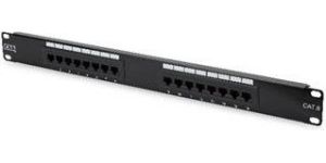 Obrázok pre výrobcu Digitus CAT 6, patch panel třídy E, nestíněný, 16 portů RJ45, 8P8C, LSA, 1U, montáž do stojanu, černá, 482x44x109