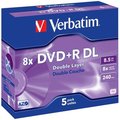 Obrázok pre výrobcu Verbatim DVD+R DL, Double Layer Matt Silver, 43541, 8.5GB, 8x, jewel box, 5-pack, bez možnosti potlače, 12cm, pre archiváciu dát