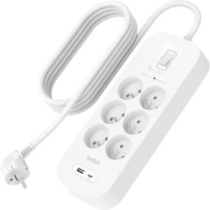 Obrázok pre výrobcu Belkin prepäťová ochrana 6OT 650J 6 zásuviek, USB-A + USB-C - White