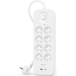 Obrázok pre výrobcu Belkin prepäťová ochrana 8OT 900J 8 zásuviek, USB-A + USB-C - White