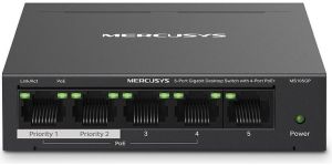 Obrázok pre výrobcu MERCUSYS switch MS105GP (5xGbE,4xPoE+,65W,fanless)