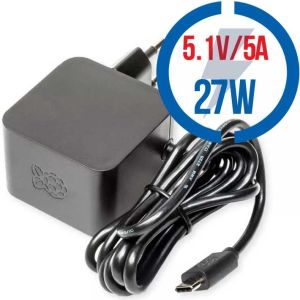 Obrázok pre výrobcu RASPBERRY USB-C adaptér Raspberry Pi 5 27W,čier
