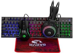 Obrázok pre výrobcu Marvo LOOT 40 sada klávesnice drôtová (USB) CZ/SK, čierna s hernou myšou, podložkou a slúchadlami, podsvietená
