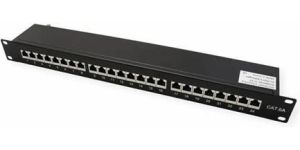 Obrázok pre výrobcu Value 19" Patch panel 24port cat.6a, tienený s uzemnením, celokovový, 1U, čierny